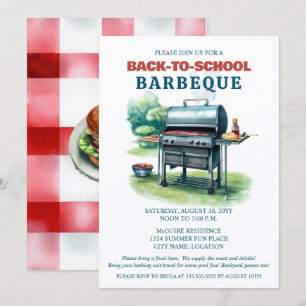 Summer Back to School BBQ Party Invitation