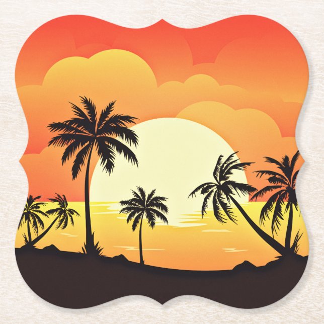 Summer Background with Palm Trees-32134  Paper Coaster (Front)