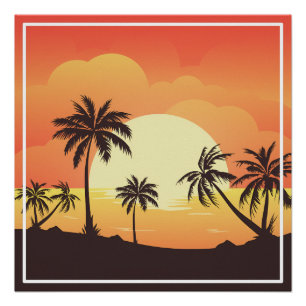 Summer Background with Palm Trees-32134 Poster