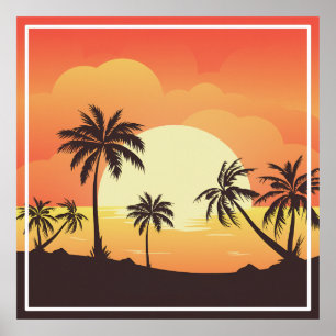 Summer Background with Palm Trees-32134 Poster