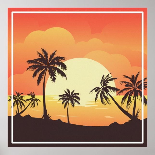 Summer Background with Palm Trees-32134 Poster (Front)