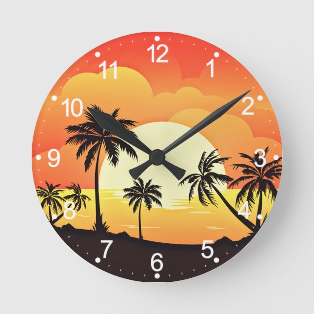 Summer Background with Palm Trees-32134 Round Clock (Front)