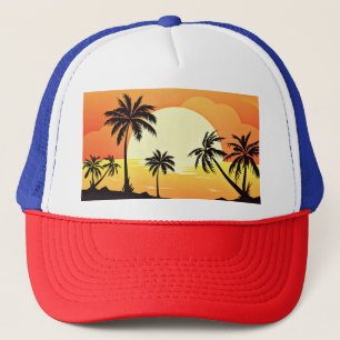 Summer Background with Palm Trees-32134 Trucker Hat