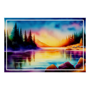 Summer Background With Sunset Palm Trees-56700 Poster