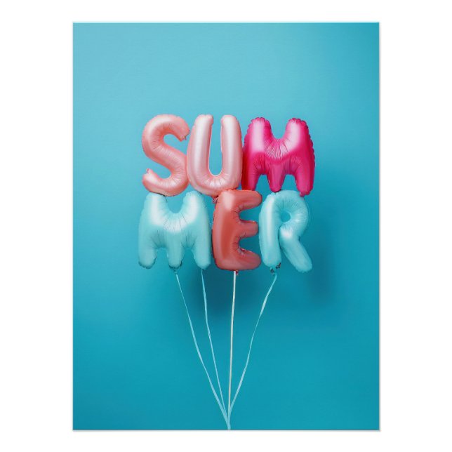 Summer Balloons - Bright and Cheerful Typography Poster (Front)