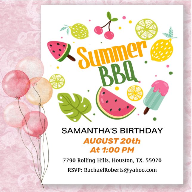 Summer Barbecue Birthday  Invitation (Creator Uploaded)