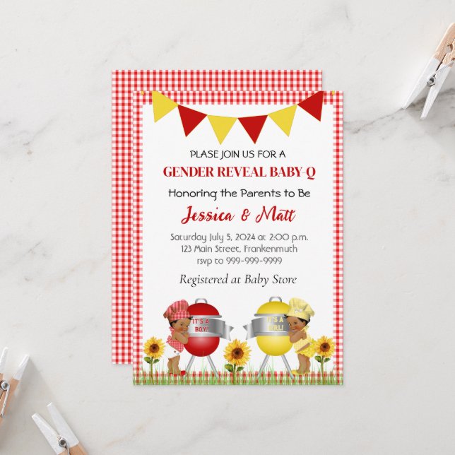 Summer Barbeque Baby Reveal Invitation (Front/Back In Situ)