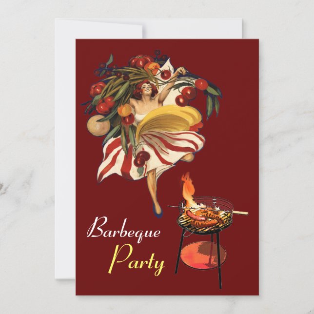 SUMMER BARBEQUE PARTY DANCE , ITALIAN KITCHEN INVITATION (Front)