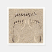 Summer Bare Feet Footprints In Sand