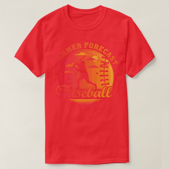 Summer Baseball Forecast Sunny Days and Double Pla T-Shirt (Design Front)