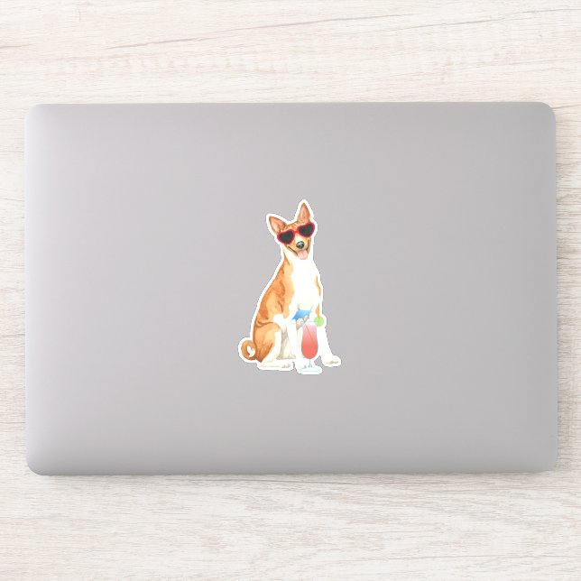 Summer Basenji Vinyl Sticker (Computer)