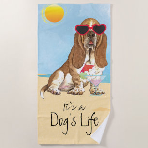 Summer Basset Hound Beach Towel