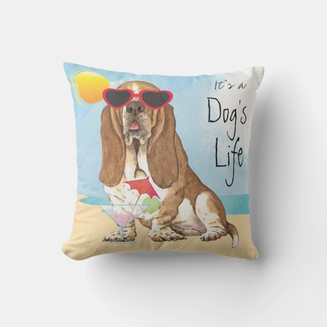 Summer Basset Hound Cushion (Front)