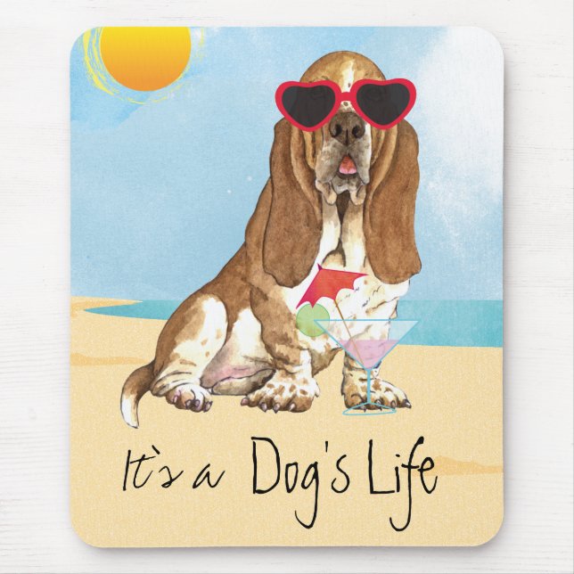 Summer Basset Hound Mouse Pad (Front)