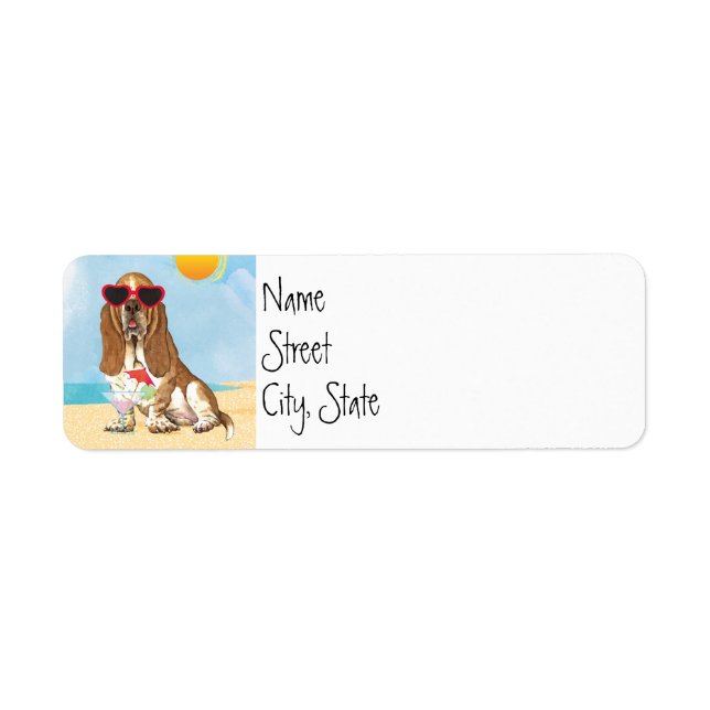 Summer Basset Hound Return Address Label (Front)