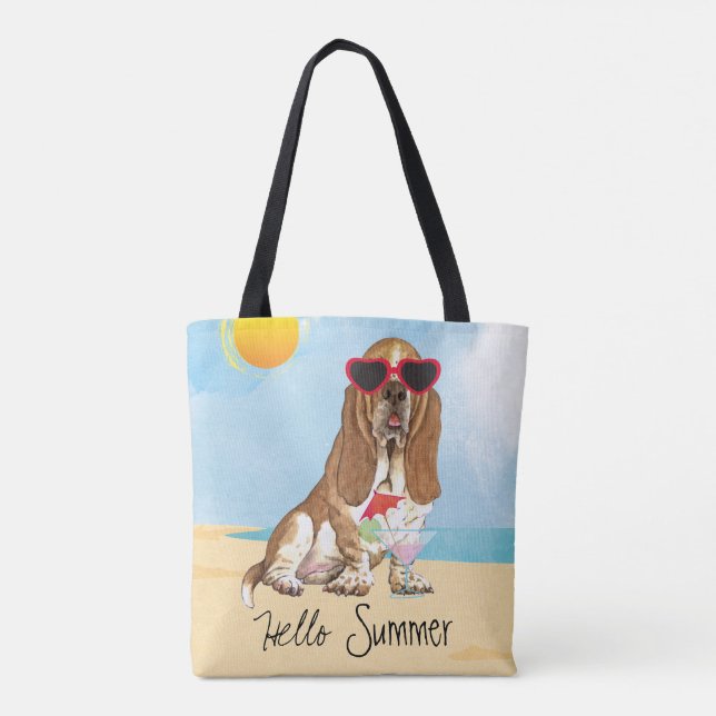 Summer Basset Hound Tote Bag (Back)