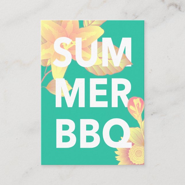 SUMMER BBQ bright floral Enclosure Card (Front)