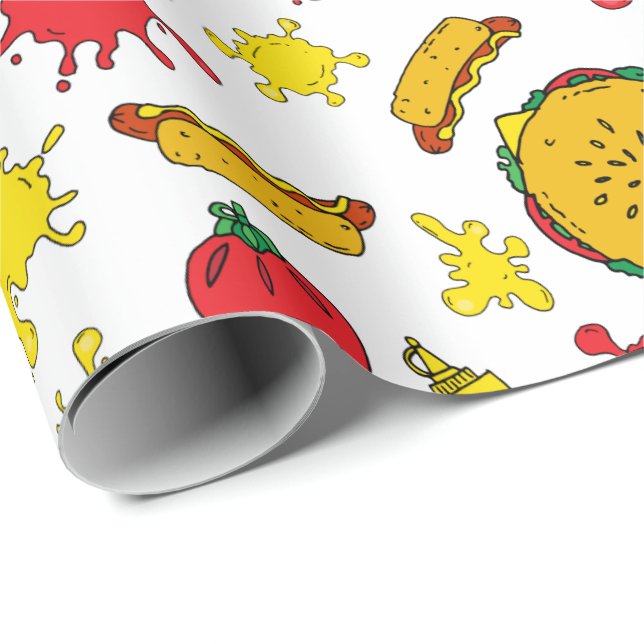 Summer BBQ Burgers Hot Dogs Grill Party Barbeque Wrapping Paper (Roll Corner)
