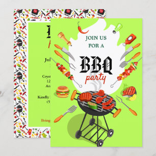 Summer BBQ Cookout Grilling Outdoor Party Invitati Invitation