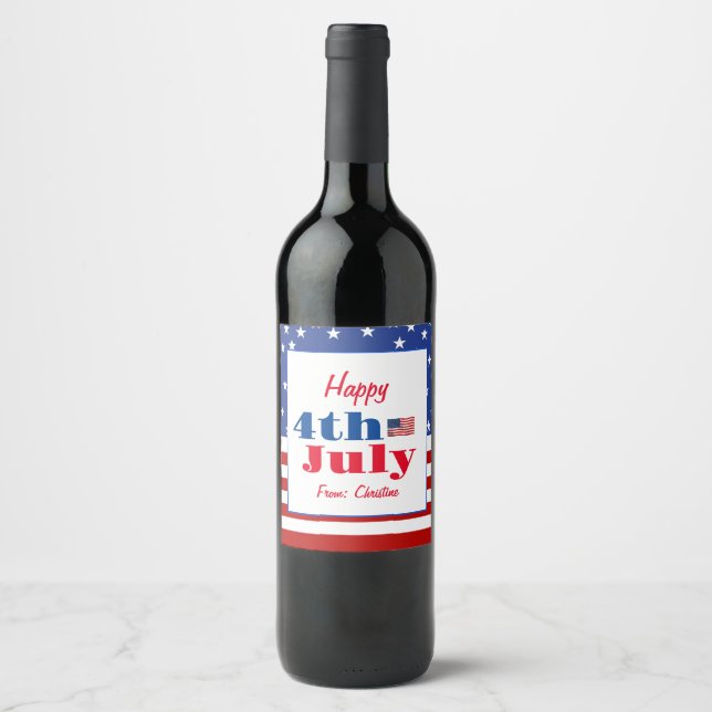 Summer BBQ Family Reunion 4th of July Custom  Wine Label (Front)