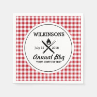 Summer BBQ Grill Cookout Reunion Red Gingham Check