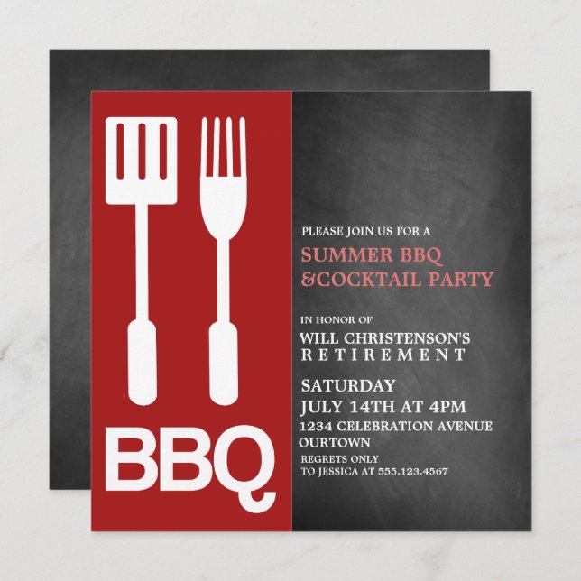 Summer BBQ Party Invitations (Front/Back)