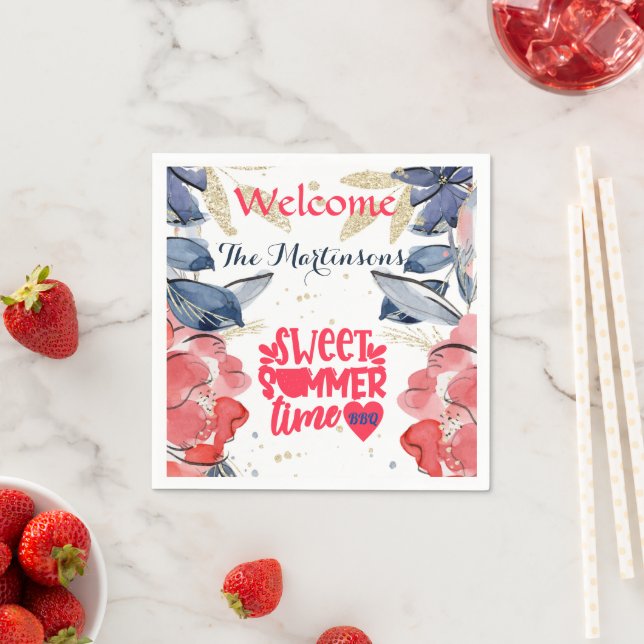 Summer BBQ Picnic Personalised Paper  Napkin (Insitu)