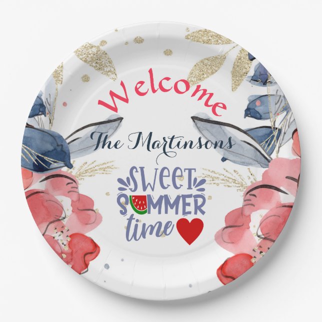 Summer BBQ Picnic Personalised  Paper Plate (Front)