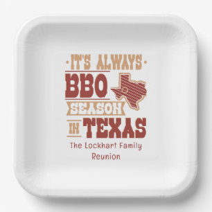 Summer BBQ Season in Texas Barbecue Gag Custom Paper Plate