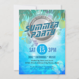 Summer BBQ / SWIMMING / MUSIC Party Invitation