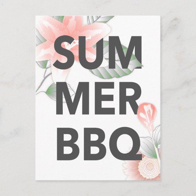 SUMMER BBQ vintage floral Postcard (Front)