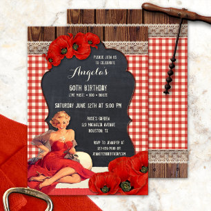 Summer BBQ Woman Birthday Party Invitation