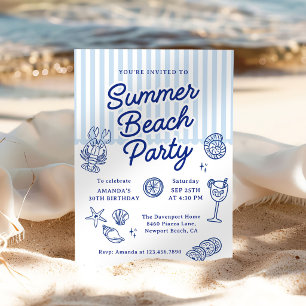 Summer Beach Adult Birthday Party Invitation