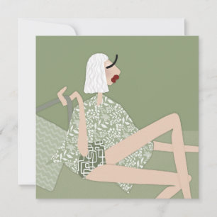 Summer Beach Babe Chic Illustration Art Card