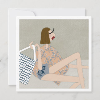 Summer Beach Babe Fashion Illustration Card