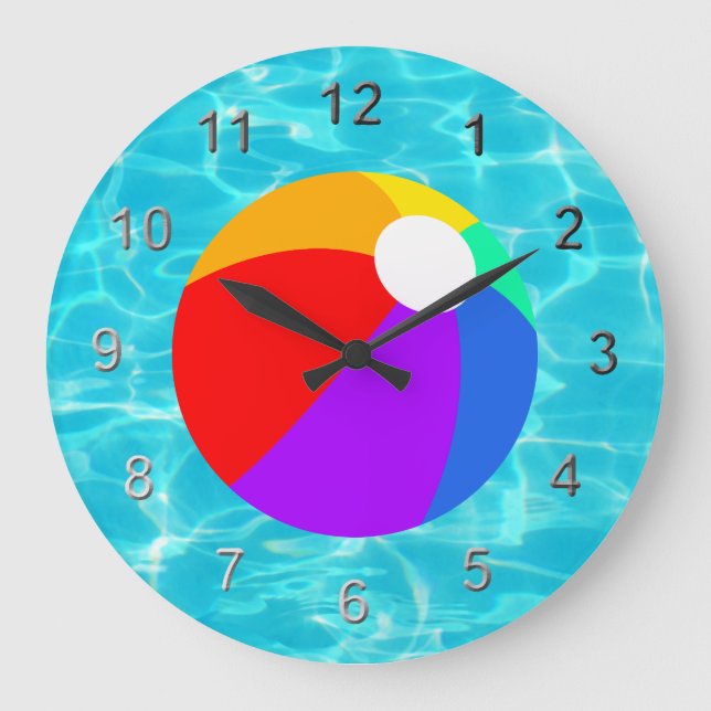 Summer Beach Ball Large Clock (Front)