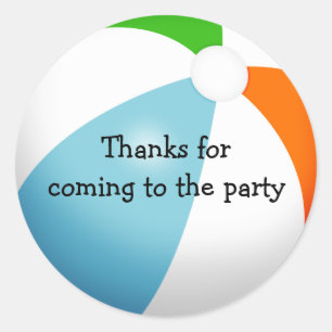 Summer Beach Ball Pool Party Thank You Classic Round Sticker