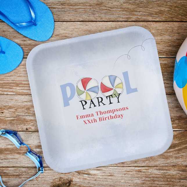 Summer Beach Balls Party Cute Custom  Paper Plate (Creator Uploaded)