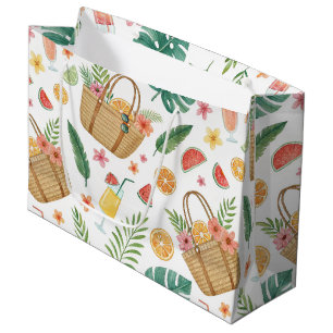 SUMMER BEACH BASKET FRUITS AND FLOWERS LARGE GIFT BAG