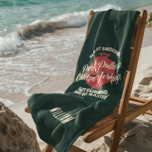 Summer Beach BBQ Pit Master Green Custom Towel