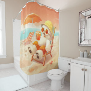 Summer Beach Bear Shower Curtain