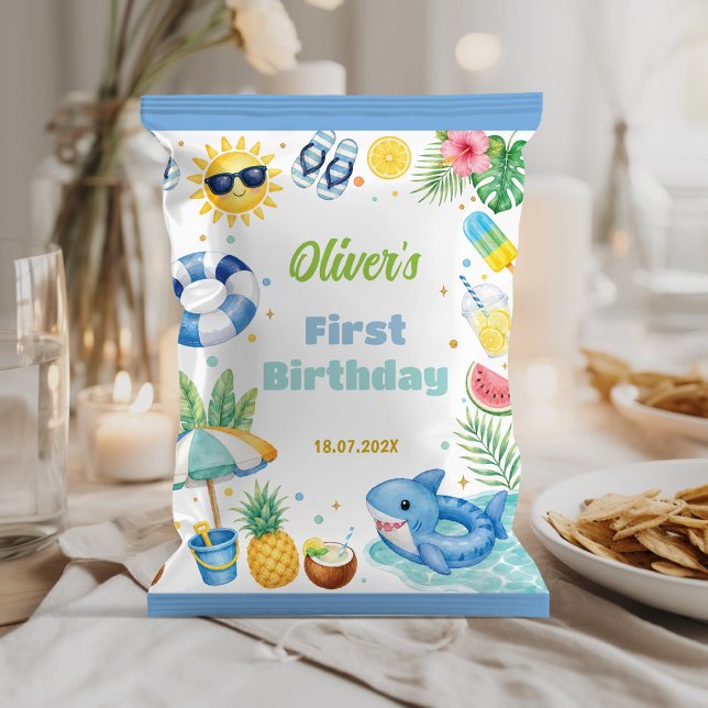Summer Beach Birthday Party Chip Bag Wrapper (Creator Uploaded)