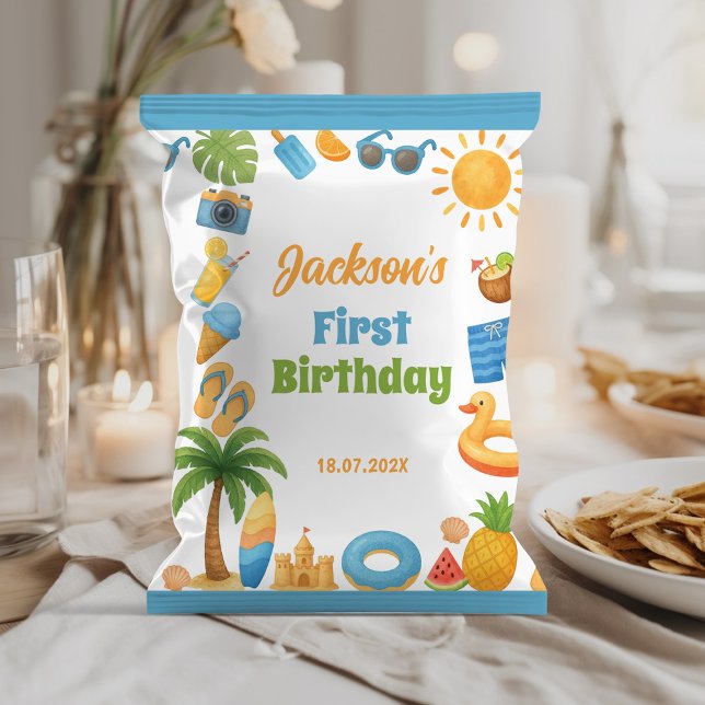 Summer Beach Birthday Party Chip Bag Wrapper (Creator Uploaded)