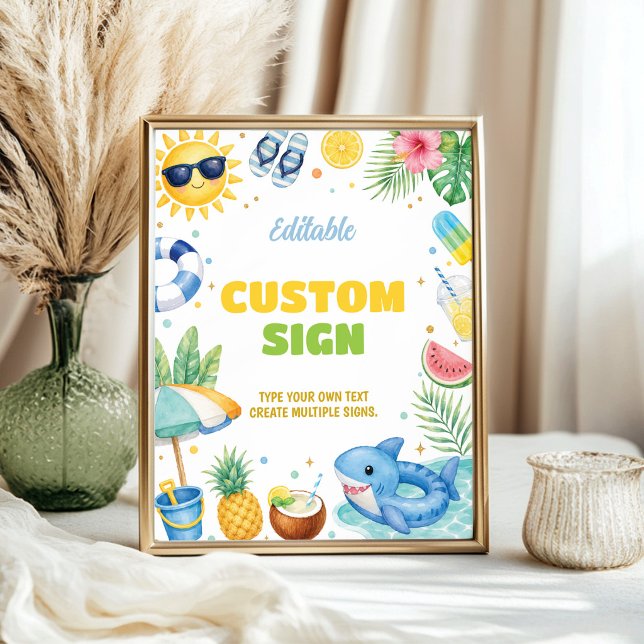 Summer Beach Birthday Party Table Sign (Creator Uploaded)