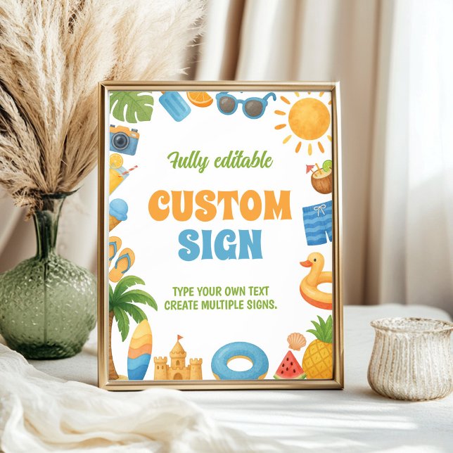 Summer Beach Birthday Party Table Sign (Creator Uploaded)