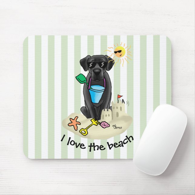 Summer Beach Black Lab Labrador Retriever Cute Mouse Pad (With Mouse)