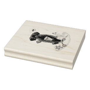 Summer Beach Black Lab Labrador Retriever Cute Rubber Stamp