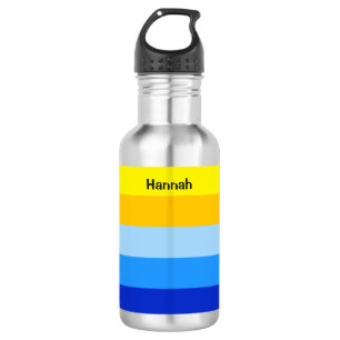 Summer Beach Blue and Yellow Stripes Personalised 532 Ml Water Bottle