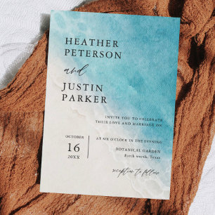 Summer Beach Blue Destination Wedding Invitation
