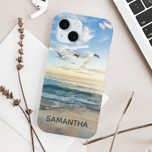 Summer Beach Blue Personalised Name iPhone 15 Case